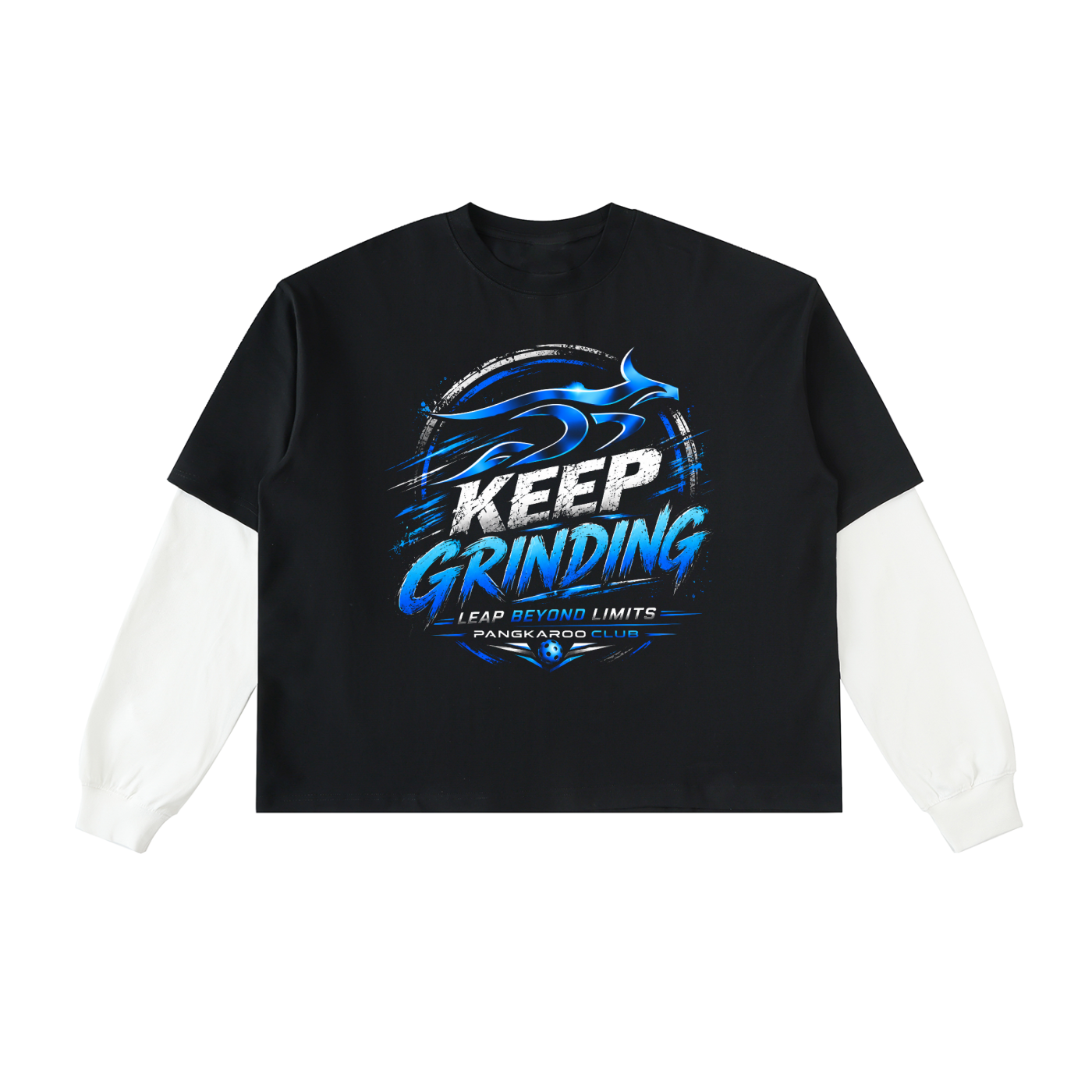 Pangkaroo Club Leap Beyond Limit Layered Contrast Sleeve Cotton T-Shirt
