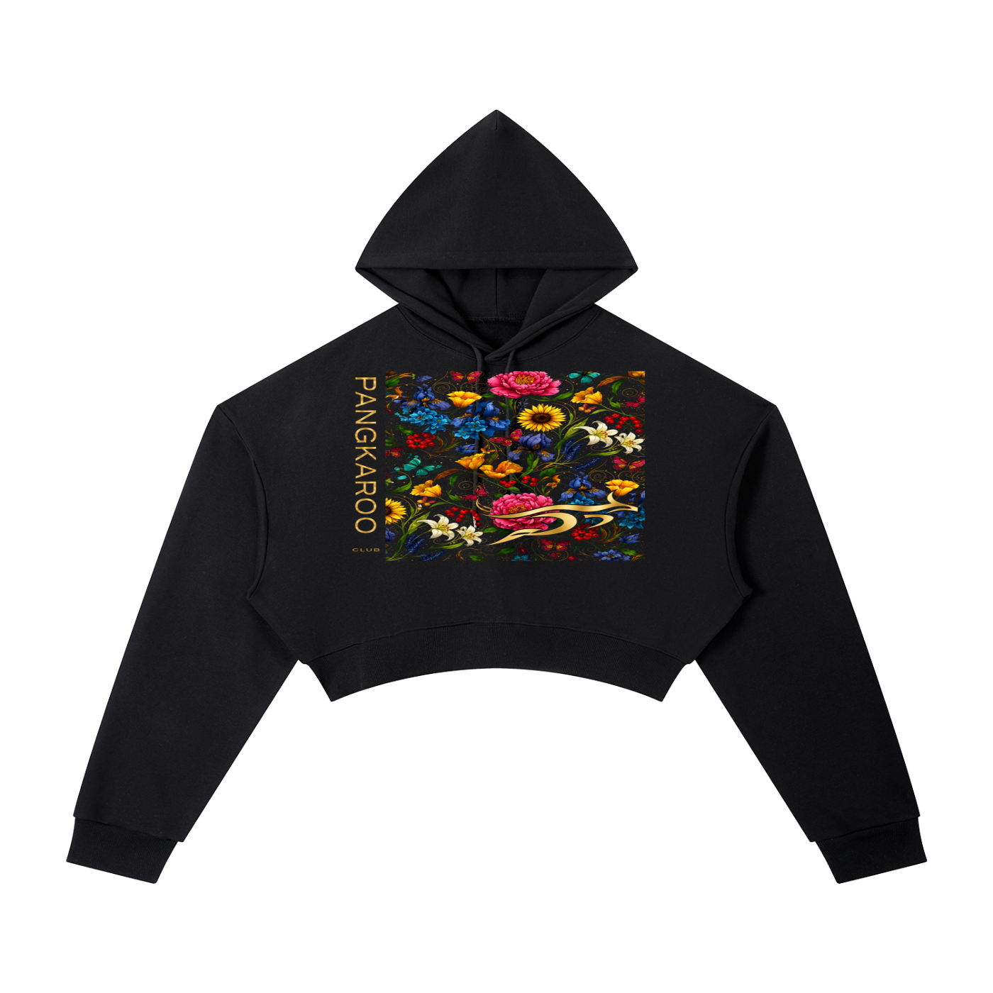 Pangkaroo Club Floral Essential Cropped Hoodie
