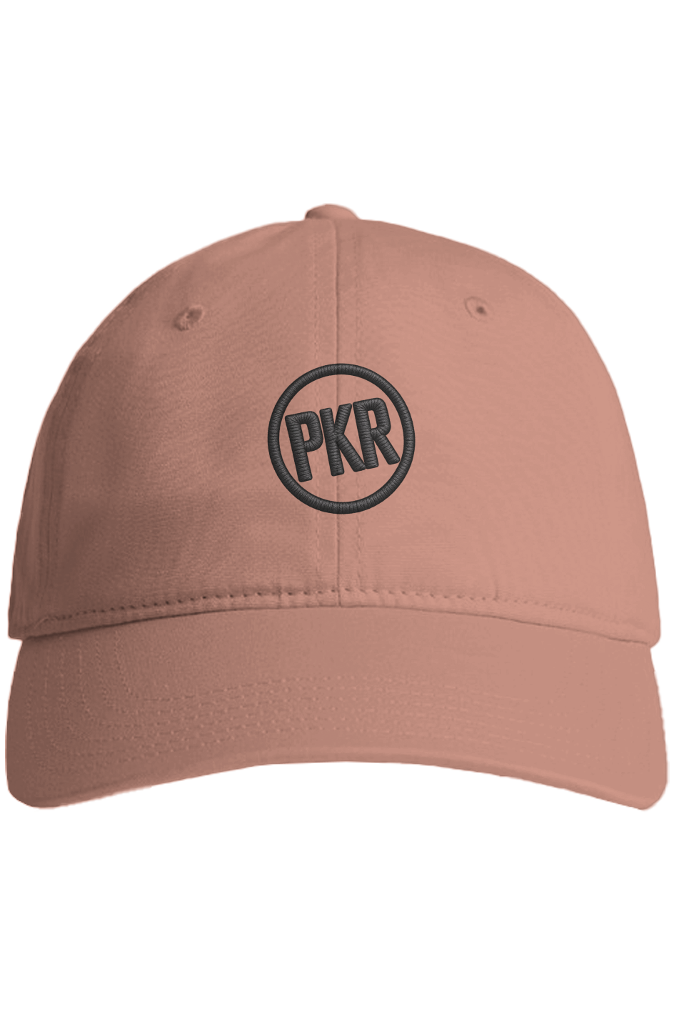 Pangkaroo Club women's Hazy Pink cotton cap with black PKR circle logo and curved brim.
