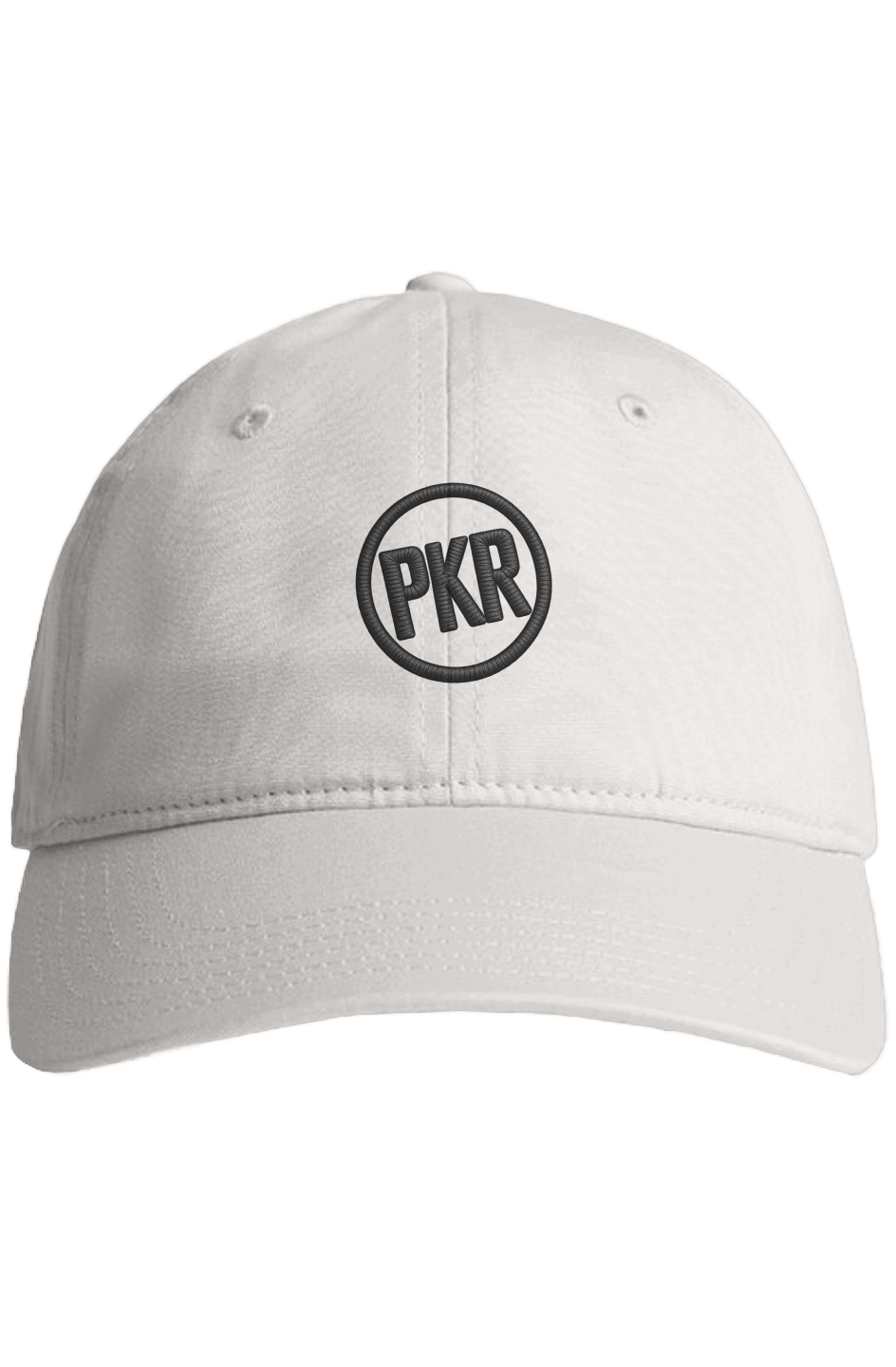 Pangkaroo Club women's Ecru cotton cap with black PKR circle logo and curved brim