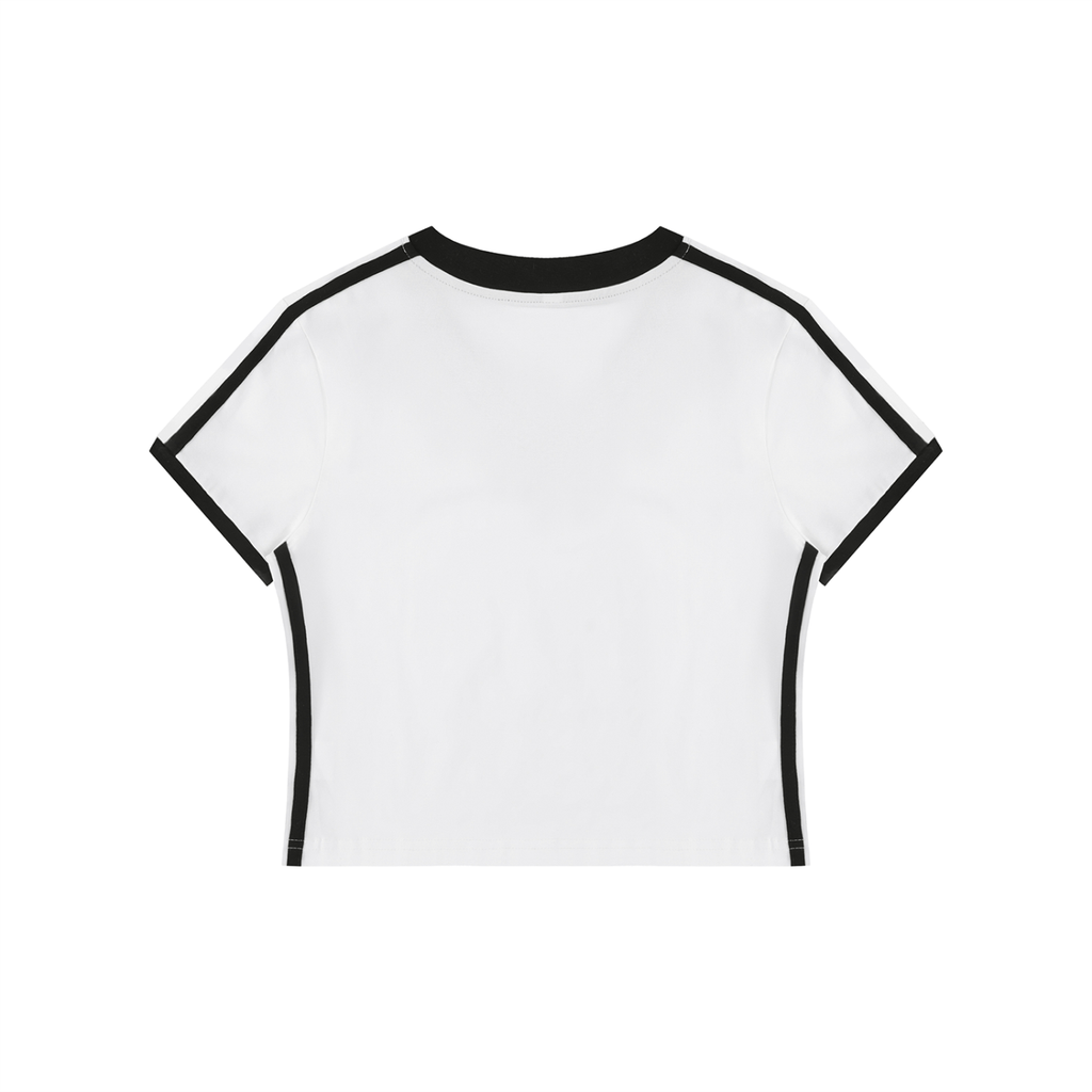 Pangkaroo Club Leap Beyond Limits Women's Retro Binding V-Neck Crop T-Shirt