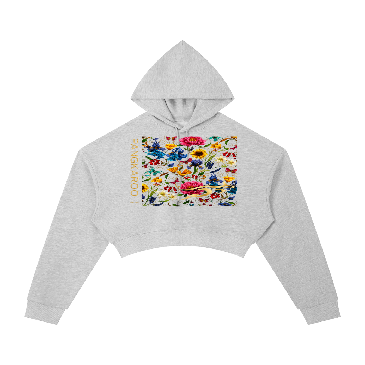 Pangkaroo Club Floral Essential Cropped Hoodie