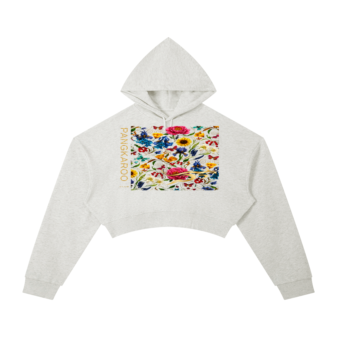 Pangkaroo Club Floral Essential Cropped Hoodie