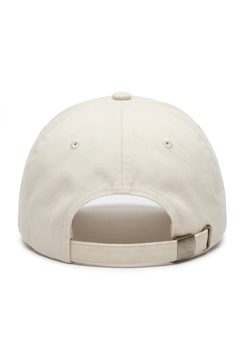 Ecru cotton cap back-view mockup